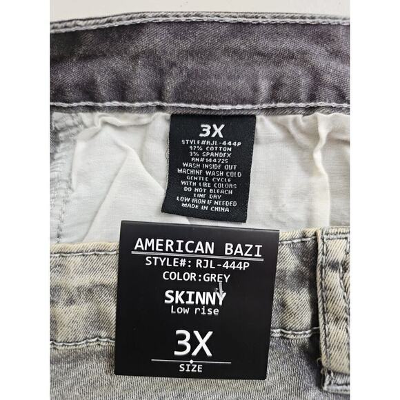 American Bazi ~Woman Plus Size 3X~ Gray Denim Skinny Jeans Stretch NWT. - Picture 2 of 9